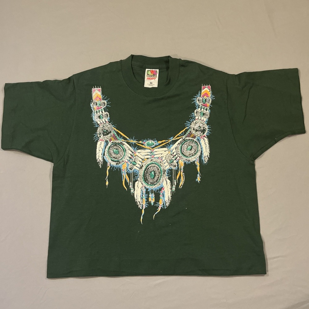 Vintage Fruit Of The Loom Western Aztec Single Stitch Cropped Tee Size M